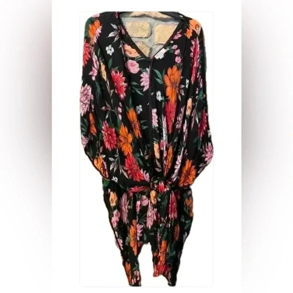 Women's Wrap Duster Coverup Boho Floral Butterfly size xl made in India - Picture 11 of 11